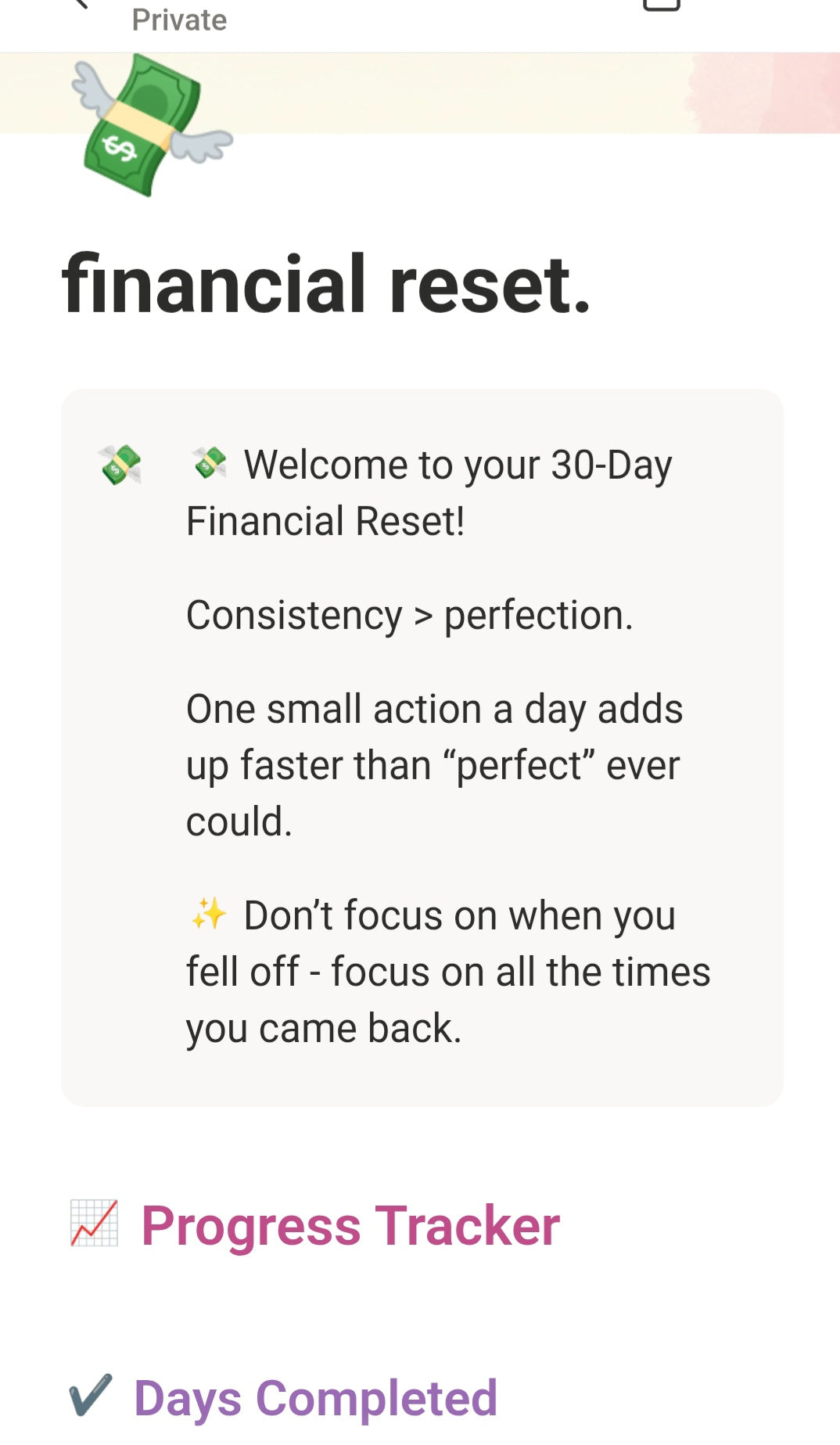 Notion Finance Reset